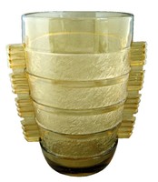 French Art Deco Acid Etched Geometric Design Yellow Glass Vase